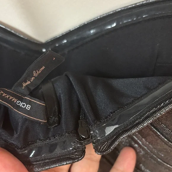 BCBGMaxAzria Metallic Silver Strapless Bandage Mini Dress ✨ New with Minor Flaw - Picture 7 of 11